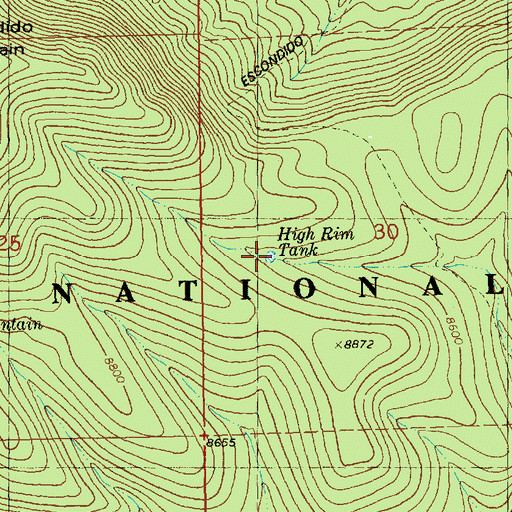 Topographic Map of High Rim Tank, NM