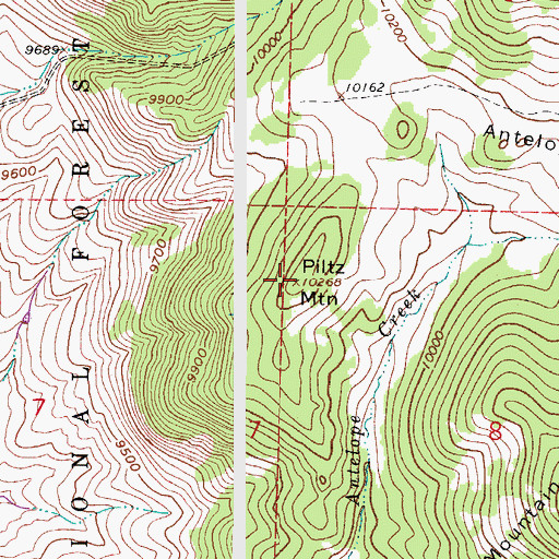 Topographic Map of Piltz Mountain, CO