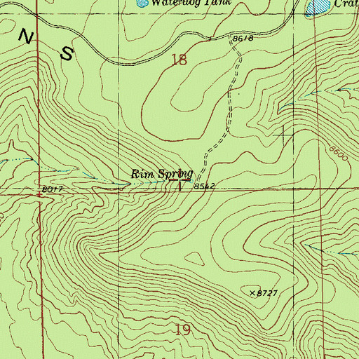 Topographic Map of Rim Spring, NM