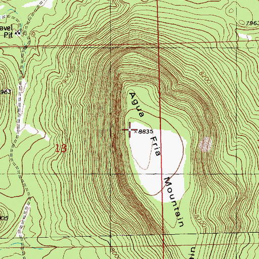 Topographic Map of Agua Fria Mountain, NM