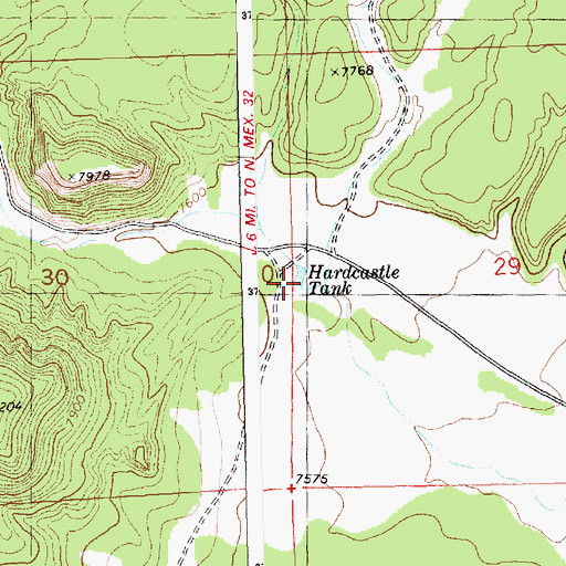 Topographic Map of Hardcastle Tank, NM