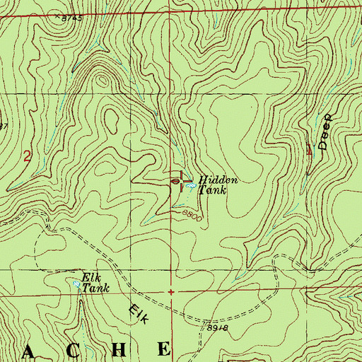Topographic Map of Hidden Tank, NM