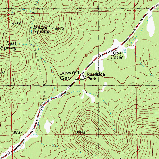 Topographic Map of Jewett Gap, NM