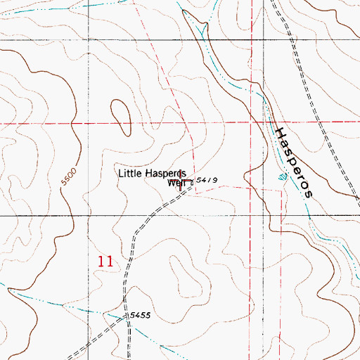 Topographic Map of Little Hasperos Well, NM