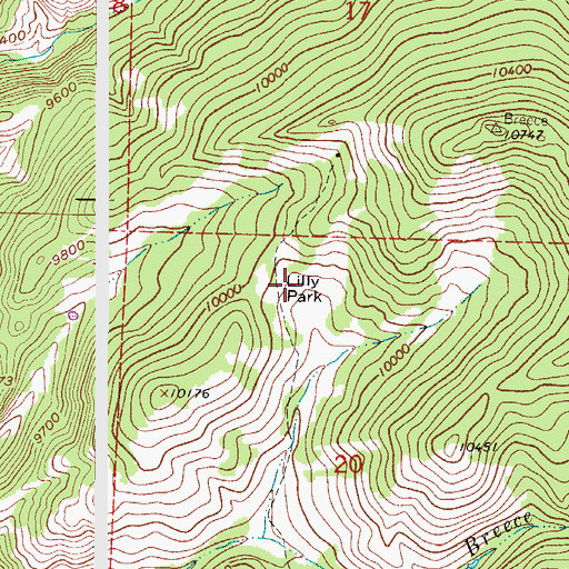 Topographic Map of Lilly Park, CO