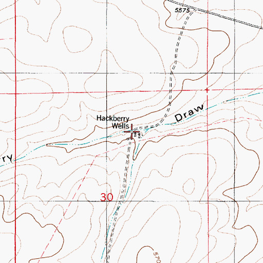 Topographic Map of Hackberry Wells, NM