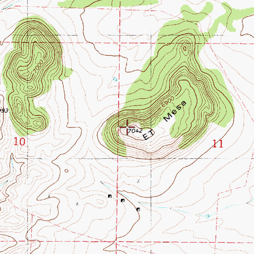 Topographic Map of ET Mesa, NM