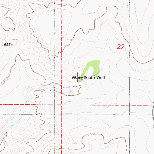 Topographic Map of South Well, NM