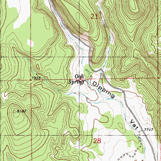 Topographic Map of Oak Spring, NM