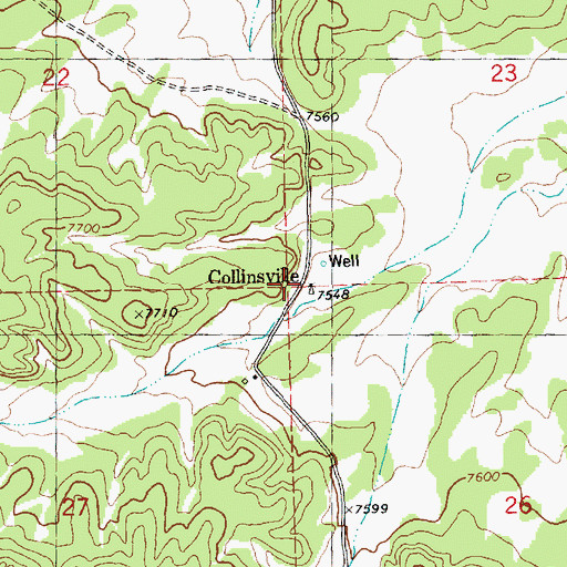 Topographic Map of Collinsville, NM