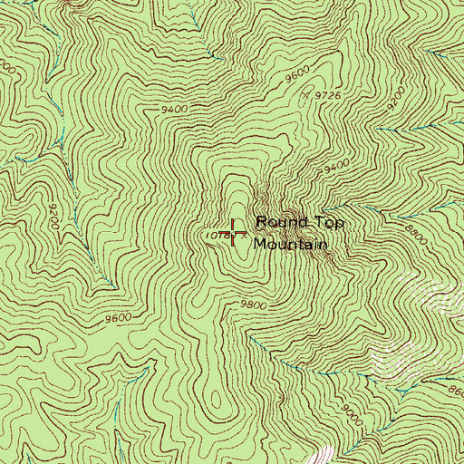 Topographic Map of Round Top Mountain, CO