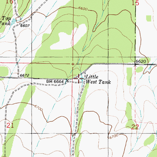 Topographic Map of Little West Tank, NM