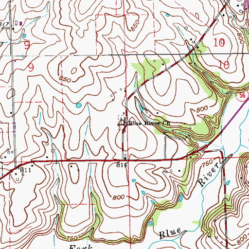 Topographic Map of Old Blue River Friends Church, IN