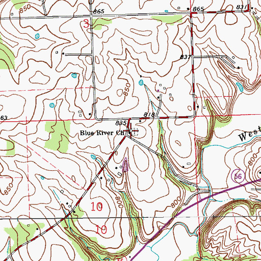 Topographic Map of Blue River Quaker Church, IN