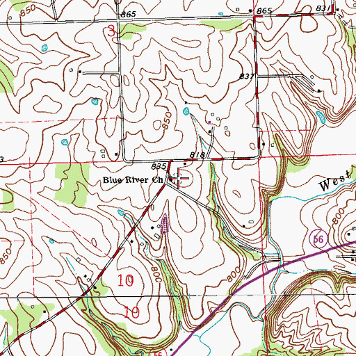 Topographic Map of Blue River Friends Cemetery, IN
