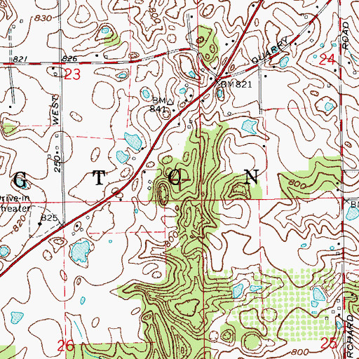 Topographic Map of Coggswell Cemetery, IN
