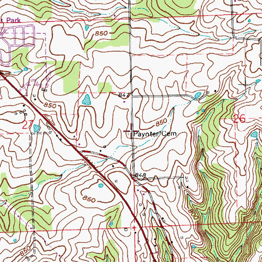 Topographic Map of Paynter Cemetery, IN