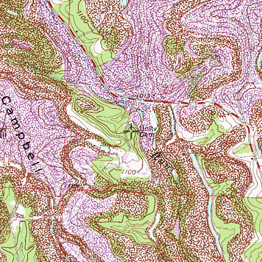 Topographic Map of Unity Cemetery, OH
