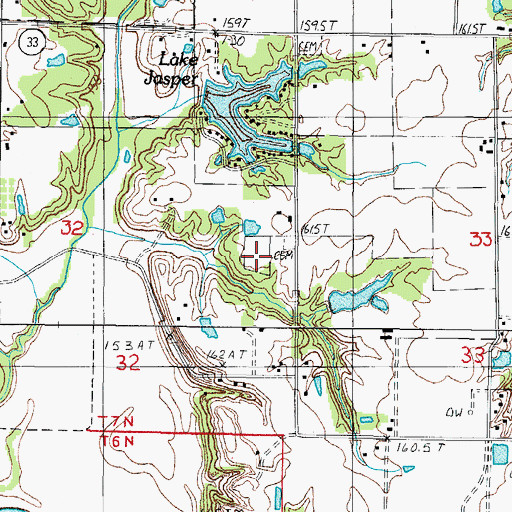 Topographic Map of Old Saint Peters Cemetery, IL