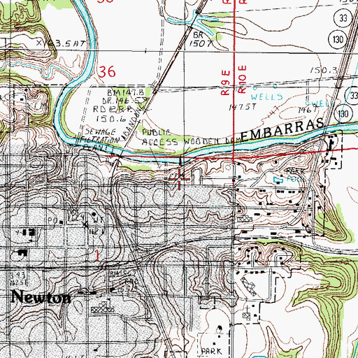 Topographic Map of Riverside Cemetery, IL