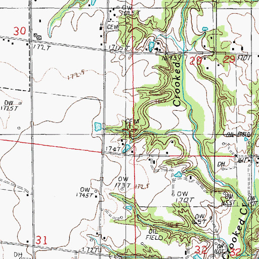 Topographic Map of Ross Cemetery, IL