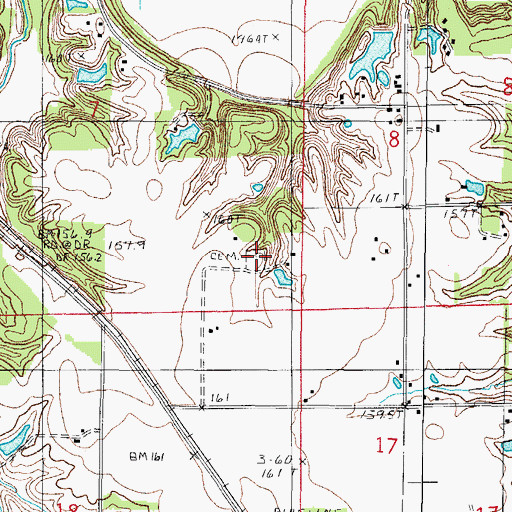 Topographic Map of Vanderhoof Cemetery, IL