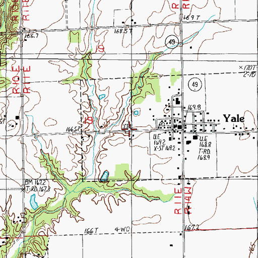 Topographic Map of Yale Cemetery, IL