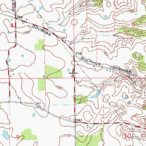 Topographic Map of Douglas School (historical), IN