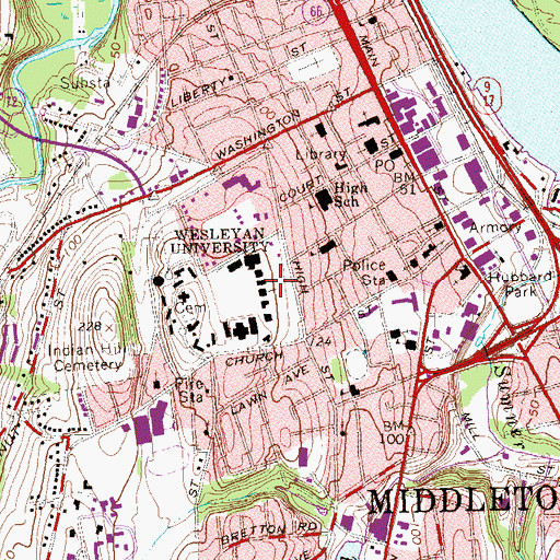 Topographic Map of American LIterary Scientific and Military Academy (historical), CT