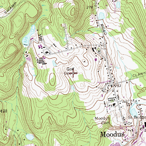 Topographic Map of Banner Golf Course, CT