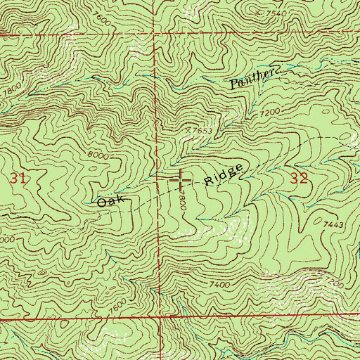 Topographic Map of Oak Ridge, CO