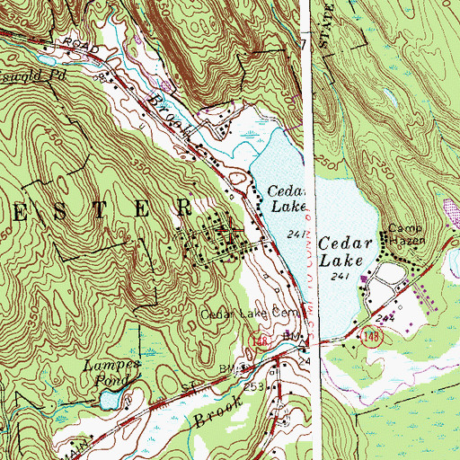 Topographic Map of Cedar Lake, CT