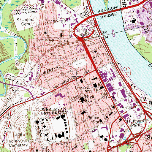Topographic Map of Center for the Humanities, CT