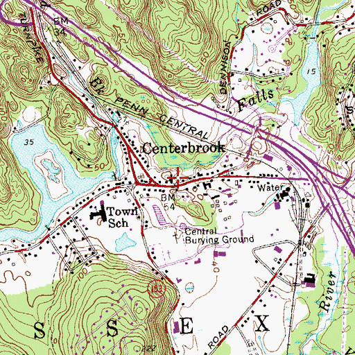 Topographic Map of Centerbrook Congregational Church, CT