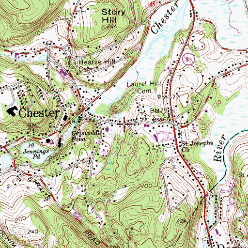 Topographic Map of Chester Post Office, CT