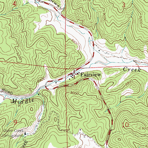Topographic Map of Fairview, CO
