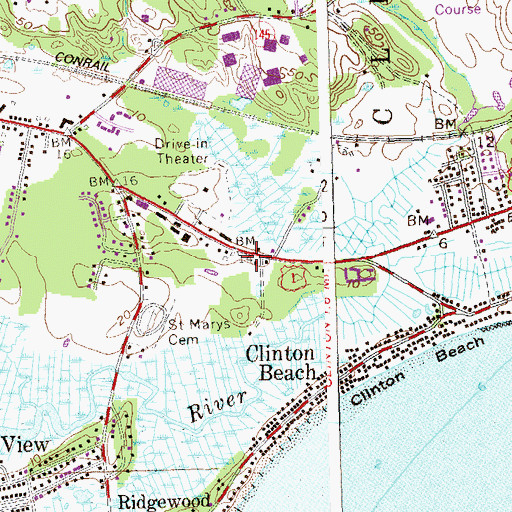 Topographic Map of Clinton Commons Shopping Center, CT