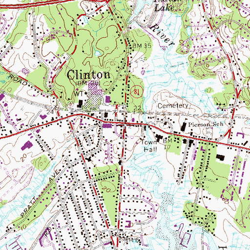 Topographic Map of Clinton Post Office, CT