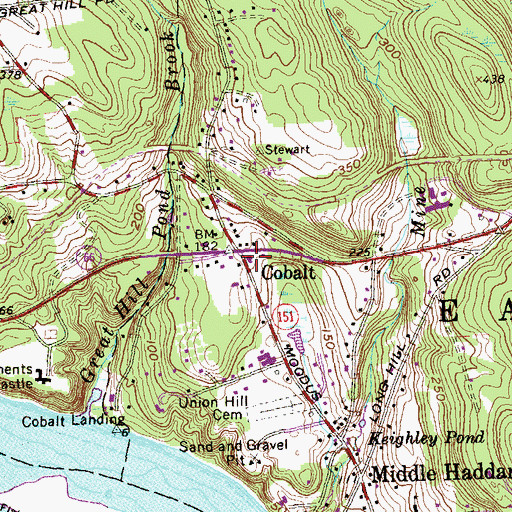 Topographic Map of Cobalt Post Office, CT