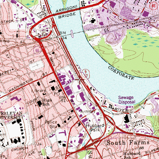 Topographic Map of Connecticut Superior Court, CT