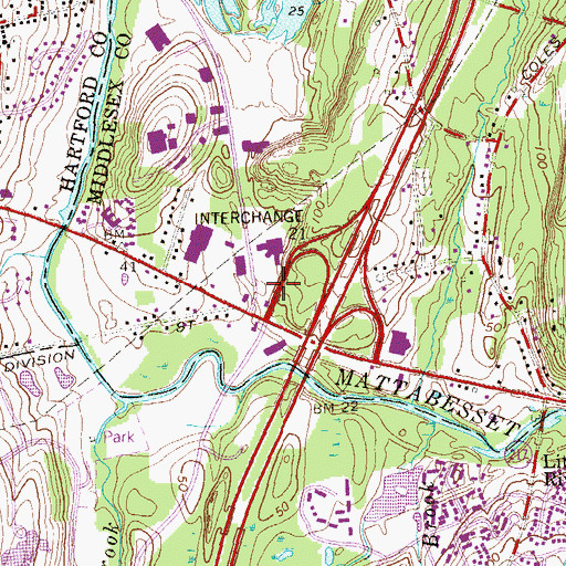 Topographic Map of Cromwell Commons Shopping Center, CT