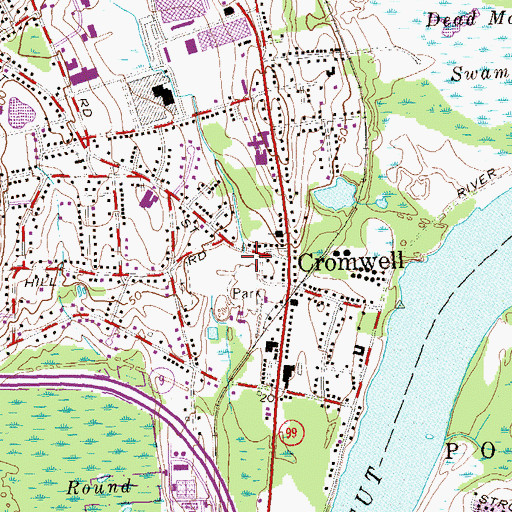Topographic Map of Cromwell Pond, CT