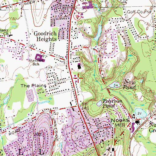 Topographic Map of Cromwell Post Office, CT