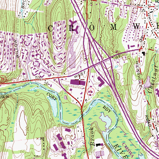 Topographic Map of Cromwell Square Shopping Center, CT