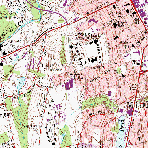 Topographic Map of Cross Street African Methodist Episcopal Zion Church, CT