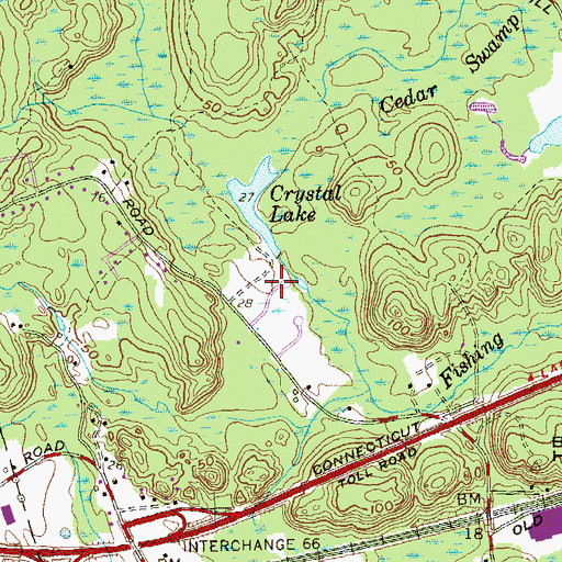 Topographic Map of Crystal Lake Town Park, CT