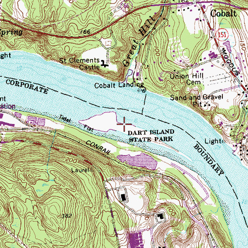 Topographic Map of Dart Island, CT