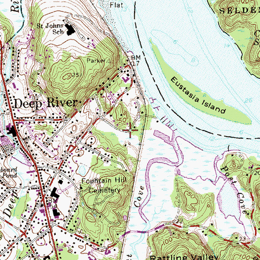 Topographic Map of Deep River Baptist Church, CT