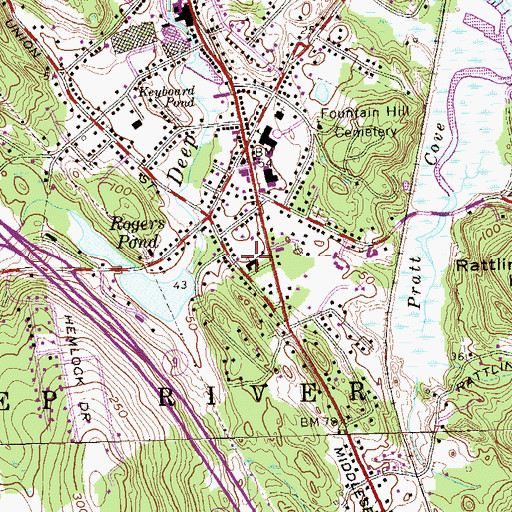 Topographic Map of Deep River Congregational Church, CT