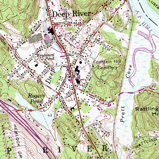 Topographic Map of Deep River Elementary School, CT